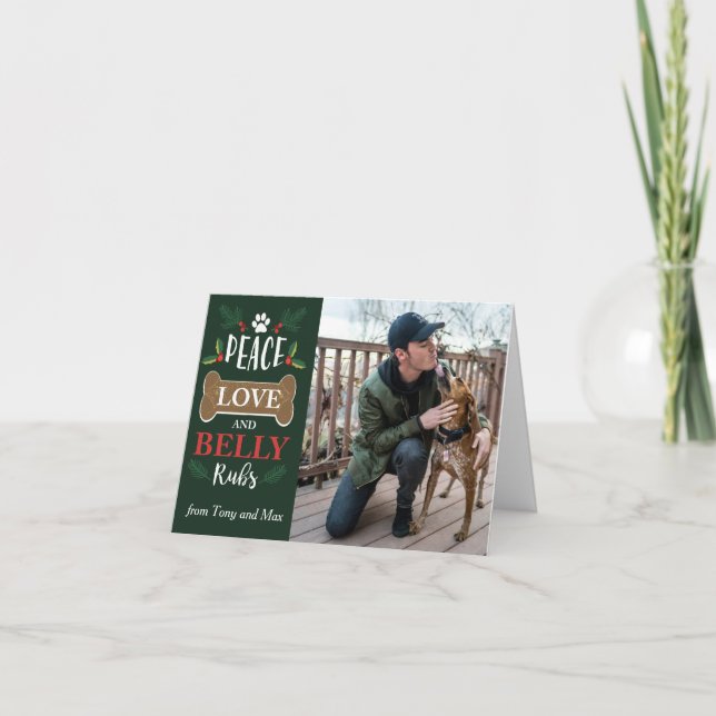 Fred Kärlek Bukmassage Hund God Jul Jul Kort (Framsida)