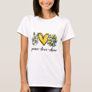 Fred kärlek Cheerleading Blå Gul T Shirt