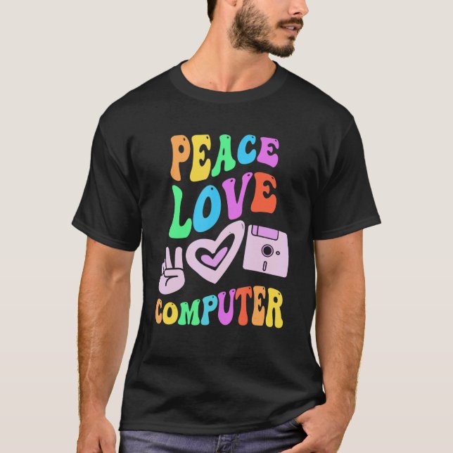 FRED KÄRLEK COMPUTER Retro Technology Teacher Groo T Shirt (Framsida)