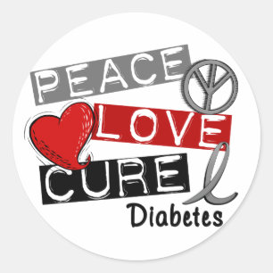 FRED KÄRLEK CURE DIABETES RUNT KLISTERMÄRKE