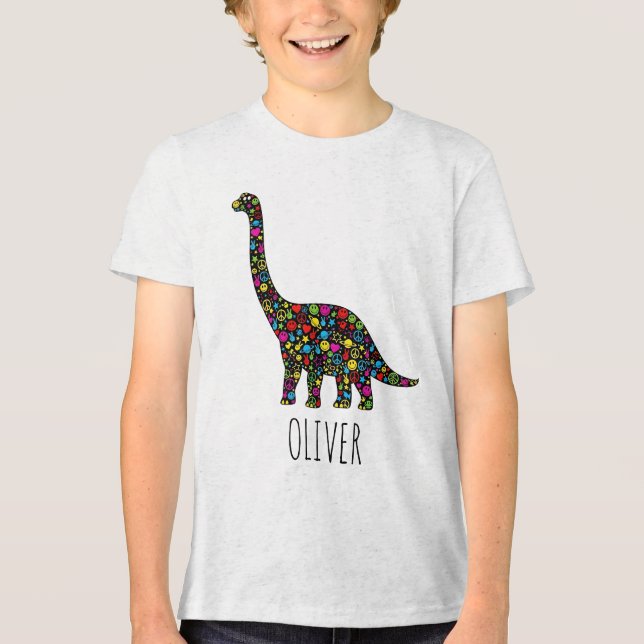 Fred & Kärlek Dinosaur Silhuett T Shirt (Framsida)
