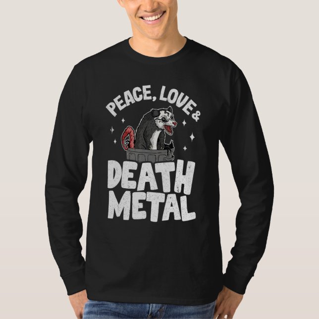 Fred Kärlek & död Metall Opossum Goth Punk Sten M T Shirt (Framsida)