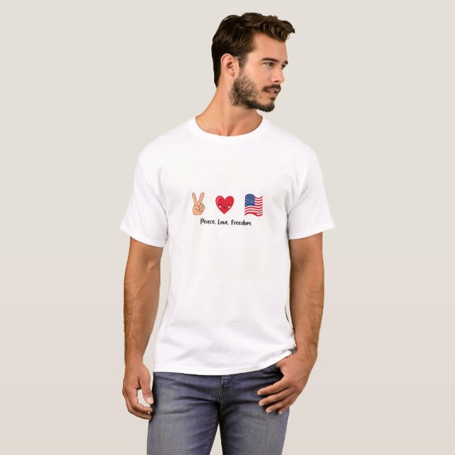 Fred kärlek frihet USA-tröja T Shirt (Hel framsida)