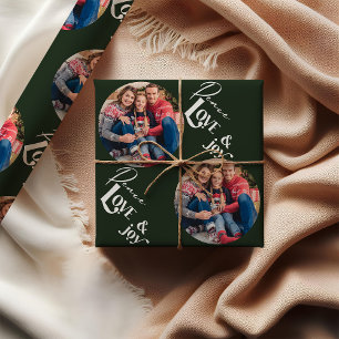 Fred Kärlek Glädje Elegant Bokstavsdesign Grön Fot Presentpapper