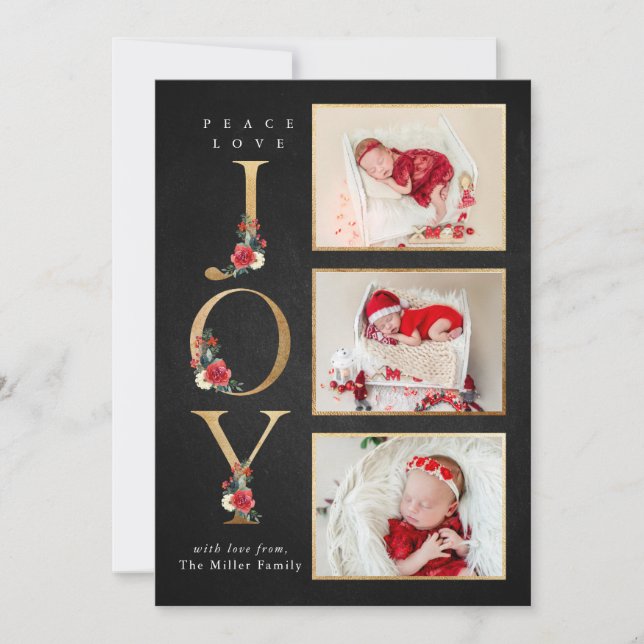 Fred Kärlek Glädje Festlig Vinter Blommig Bär Foto Julkort (Framsida)