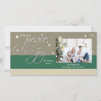 Fred kärlek glädje Holiday Photocard (grön) Julkort