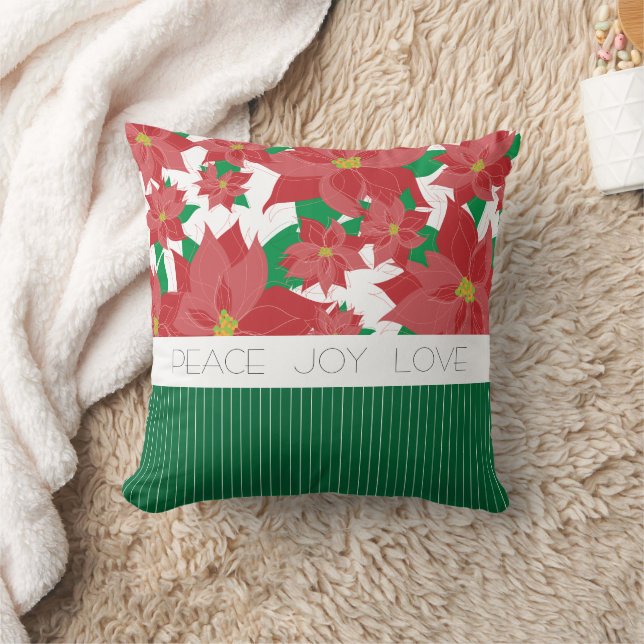 Fred kärlek glädje Röd Poinsettia jul Kudde (Filt)