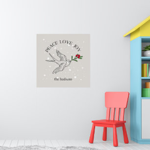Fred kärlek glädje snöfågel jul firande poster