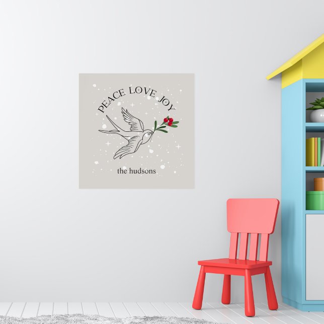 Fred kärlek glädje snöfågel jul firande poster (Barnkammare 1)