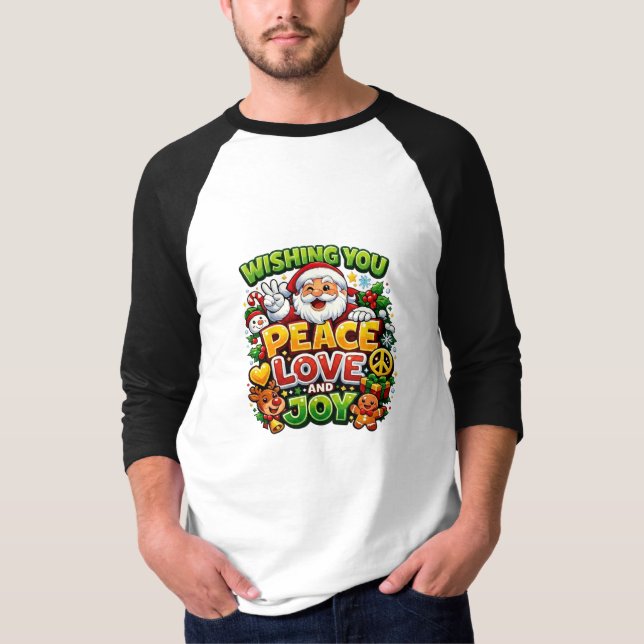 Fred kärlek glädje tomte jul grafik t shirt (Framsida)