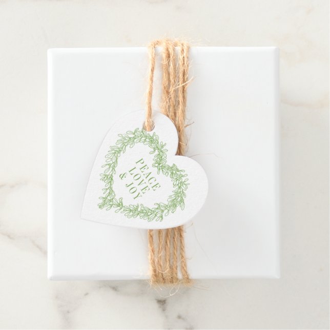 Fred, kärlek-glädjens mistel Julvit grönt Gåvor Etiketter (På plats)