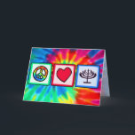 Fred kärlek, Hanukkah Helgkort<br><div class="desc">Du ska kärlek denna groovy tiefärgfred, kärlek, judisk Hanukkah menoradesign. Underbar för gåvor! Tillgängligt på utslagsplatsskjortor, smart mobil cases, mousepads, keychains, affischer, kort som är elektroniska täcker, datorbärbar dator/anteckningsboksleever, lock, muggar och mer! Besöka vår plats för ett beställnings- gåvafodral för den Samsung galaxen S3, iphone 5, livlig/G HTC för anfallare...</div>