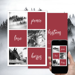 Fred kärlek hästar Häst älskare Jul Helgdag Julkort