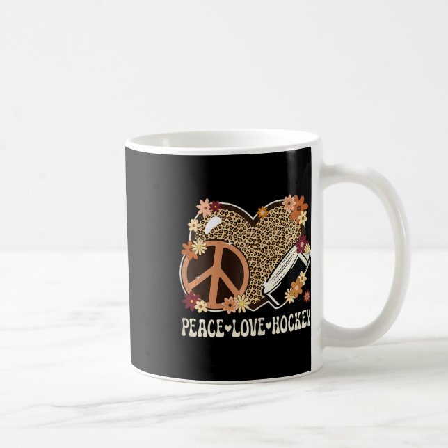 Fred kärlek hockeyälskare leopardtryck kvinnor fli kaffemugg (Höger)
