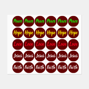 FRED, KÄRLEK, HOPP, JESUS, TRO KLISTERMÄRKE