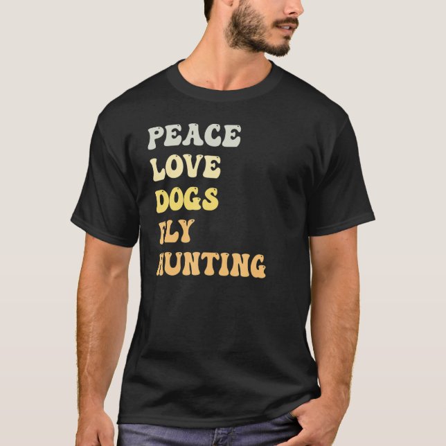 Fred Kärlek Hundar Flyger Jakt   Retro T Shirt (Framsida)