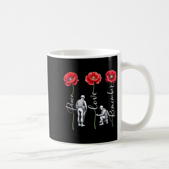 Fred kärlek ihåg röd vallmo blomma soldat kaffemugg (Höger)