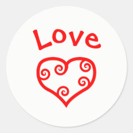 Fred, Kärlek, Joy Heart - Circle Sticker Runt Klistermärke