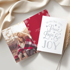 Fred, Kärlek & Joy | Julfoto Silver Folierat Kort