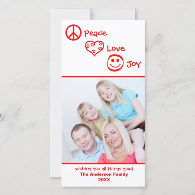Fred, Kärlek, Joy-Lodrät - fotokort Julkort (Framsida)