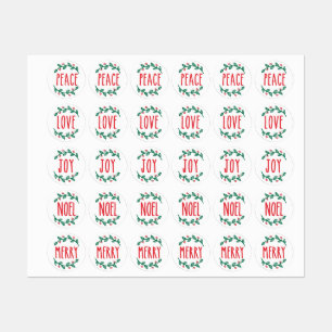 Fred, Kärlek, Joy, Noel och Merry Stickers & Label