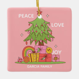 Fred, Kärlek & Joy - Retro Julgran i Rosa Julgransprydnad Keramik