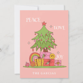 Fred, Kärlek & Joy - Retro Julgran på Rosa Julkort