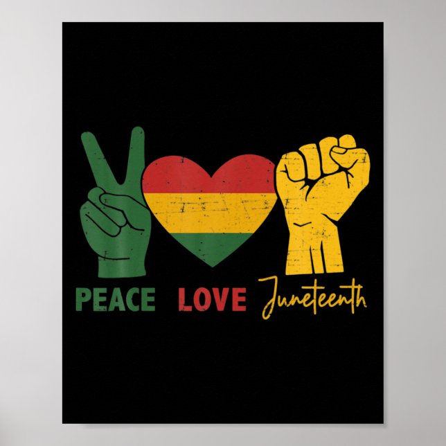 fred kärlek juneteenth med afrikansk flagga hjärta poster (Framsidan)