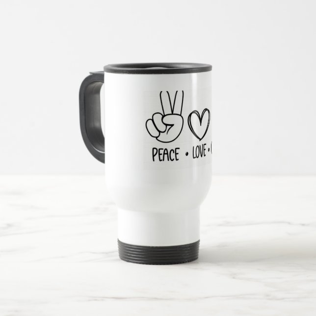Fred kärlek kaffe morgon vibbar resemugg (Framsida vänster)