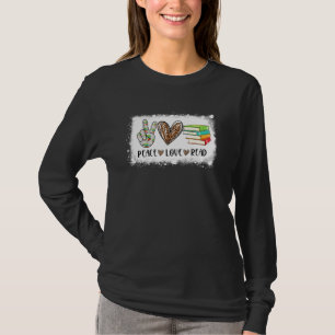 Fred kärlek läs böcker Bokläsning Lärare Bleka T Shirt