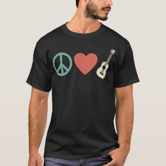 Fred kärlek musik Retro Hippie Gitarr T Shirt