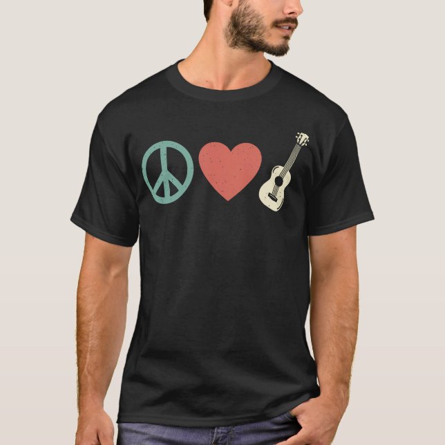 Fred kärlek musik Retro Hippie Gitarr T Shirt (Framsida)