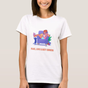 Fred, Kärlek & Mysiga Hörn Mysig Estetisk Hem T Shirt