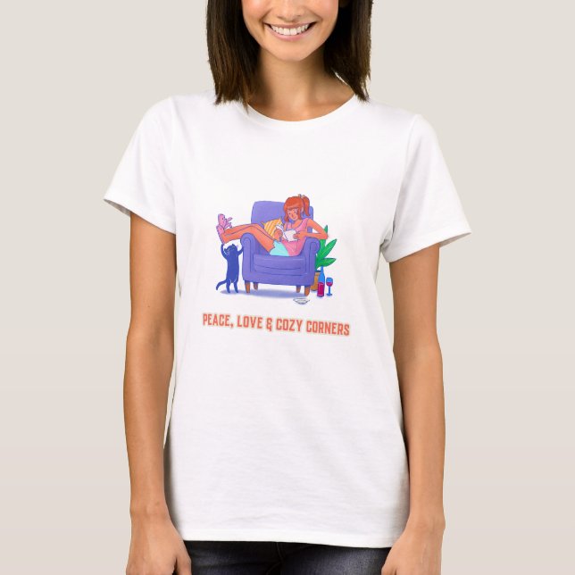 Fred, Kärlek & Mysiga Hörn Mysig Estetisk Hem T Shirt (Framsida)