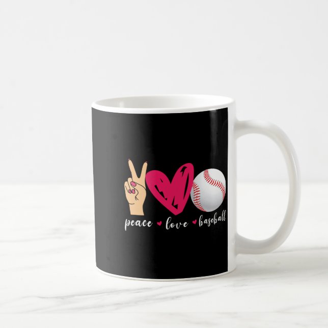 Fred kärlek och baseboll Roliga basebollälskare Kaffemugg (Höger)