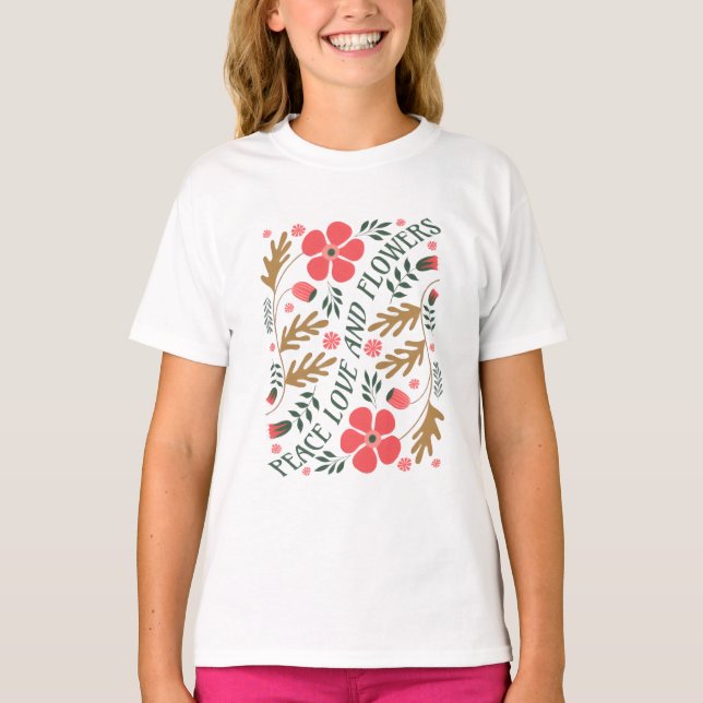 Fred, Kärlek och Blommor – Blommig T-shirt (Framsida)