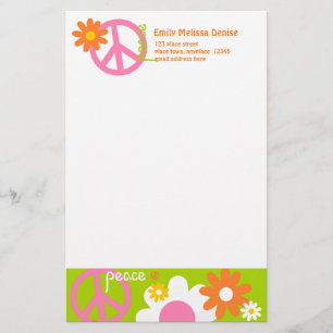 Fred, kärlek och blommor brevpapper