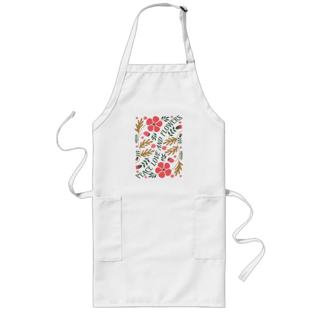 Fred kärlek och blommor Retro Boho Blommig Långt Förkläde (Framsidan)