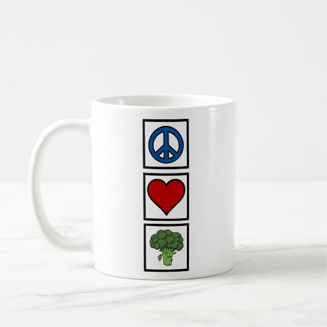 Fred kärlek och broccoli kaffemugg (Vänster)