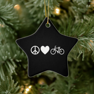 Fred kärlek och cyklar julgransprydnad keramik