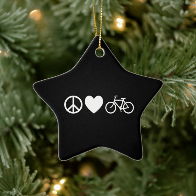 Fred kärlek och cyklar julgransprydnad keramik (Träd)