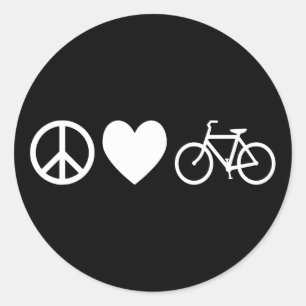 Fred kärlek och cyklar runt klistermärke