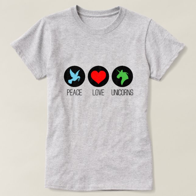 Fred kärlek och enhörningar t shirt (Design framsida)