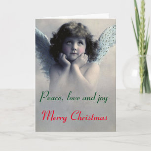 Fred, kärlek och glädje vid jul. Vintage Angel. Helgkort