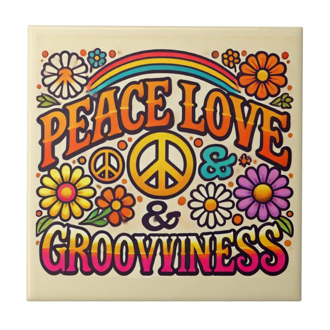 Fred, Kärlek, och keramiskt plattan för grooviness Kakelplatta (Framsidan)