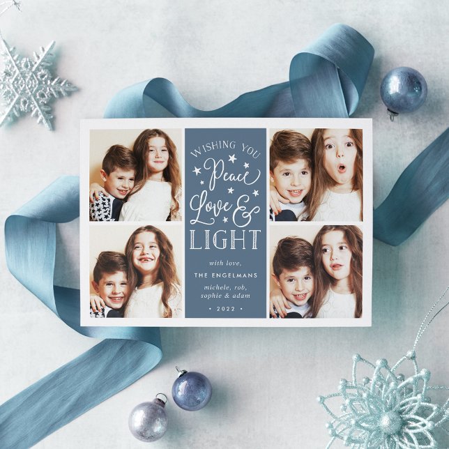 Fred, Kärlek och ljus | Hanukkah Photo Julkort (Skapare uppladdad)