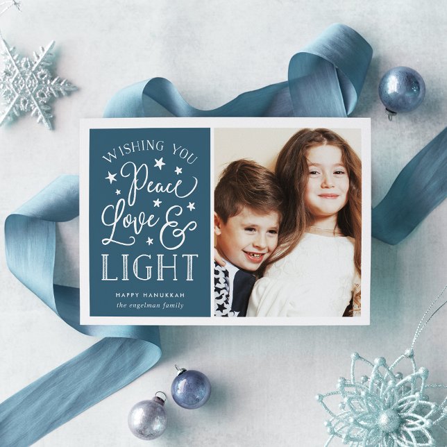 Fred, Kärlek och ljus | Hanukkah Photo Julkort (Skapare uppladdad)