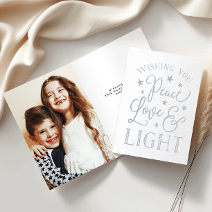 Fred, Kärlek och ljus   Hanukkah Photo Silver Folierat Kort