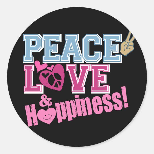 Fred Kärlek och lycka Runt Klistermärke (Framsida)