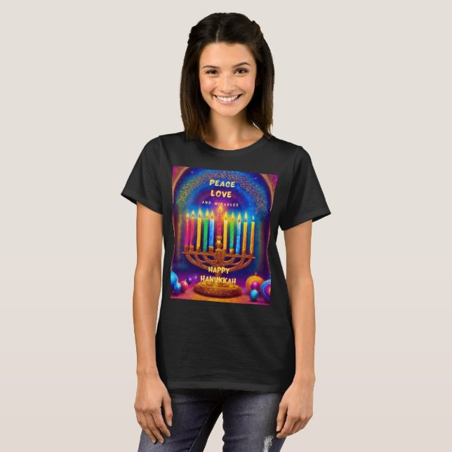 Fred, Kärlek och Miracles-Hanukkah T Shirt (Hel framsida)